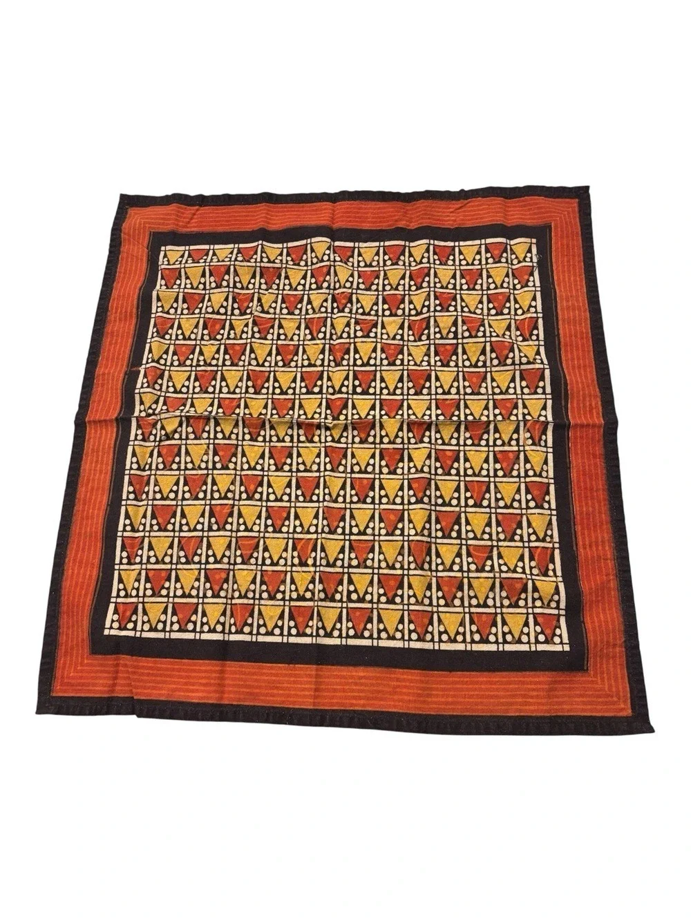 PIER 1 16 PCS NAPKINS COTTON TRIBAL AFRICAN GEOMETRIC PRINT W RUST BLACK BOARDER